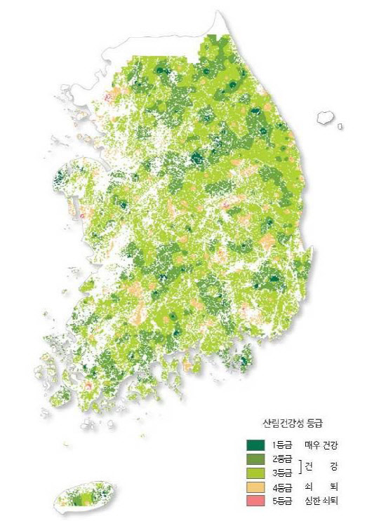 <국가 산림건강성 분포도>  국립산림과학원 제공